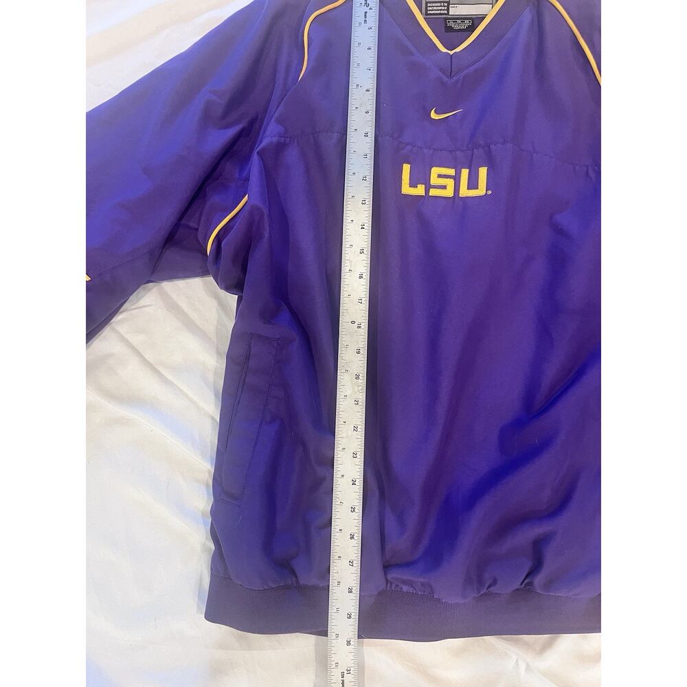Vintage 90s/Y2K Nike Team LSU Tigers V-neck pullover windbreaker jacket XL - Picture 5 of 10